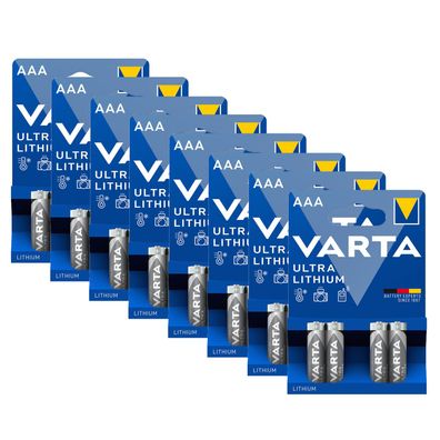 8x Varta ULTRA Lithium Batterien AAA Micro 1,5V Blister 6103 LR03 4er Blister