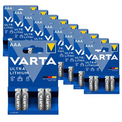 10x Varta ULTRA Lithium Batterien AAA Micro 1,5V Blister 6103 LR03 4er Blister