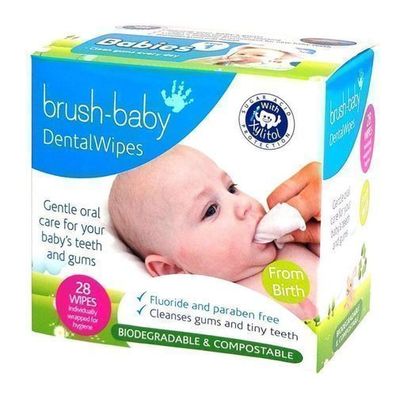 Brush-Baby DentalWipes Zahnreinigungstuecher fuer Milchzaehne, 28 Stueck