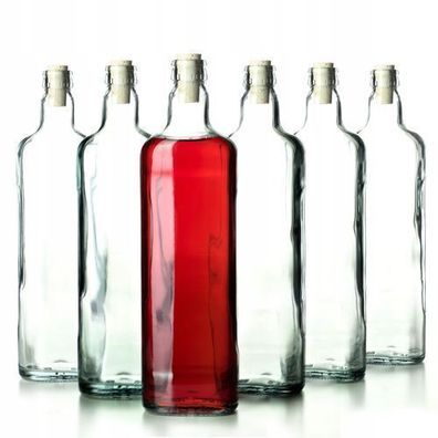 KADAX Transparente Schnapsflaschen, 700 ml, 6 Stück