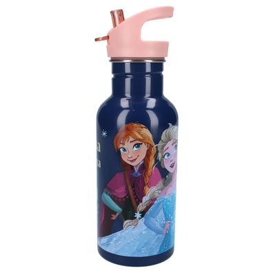 Disney Frozen II 500 ml Wasserflasche – Kinderflasche mit Griff & Strohhalm