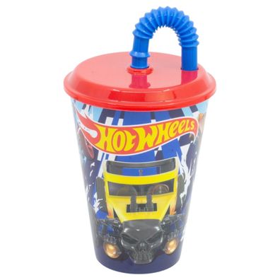 Hot Wheels Trinkbecher 430 ml mit Deckel und Strohhalm