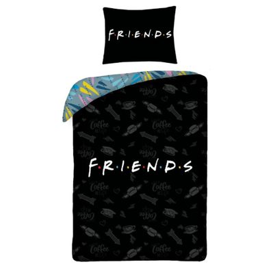 Friends Bettwäsche Set aus Baumwolle Bettdeckenbezug 140 × 200 cm mit 70 × 90 cm