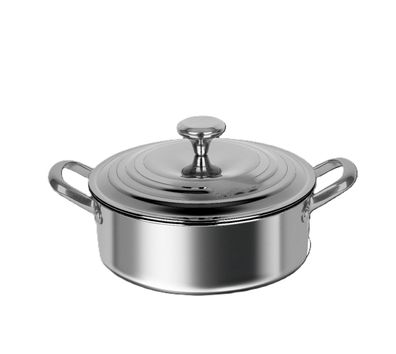 Edelstahl Kochtopf - Niedriger Topf geeignet für alle Herdarten, Antihaft