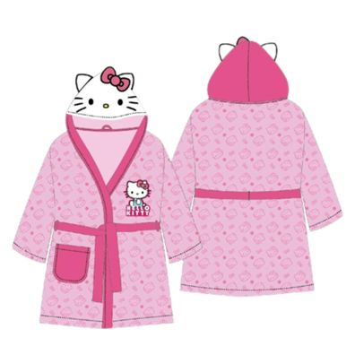 Hello Kitty Bademantel mit Kapuze Gürtel & Tasche für Mädchen Rosa