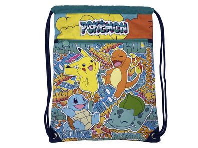 Pokémon Turnbeutel 43 × 33 × 1 cm Sportbeutel Kinder mit Kordelzug für Schule