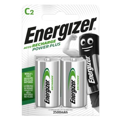 Energizer Power Plus Akku 2er Pack C HR14 2500 mAh vorgeladen langlebig