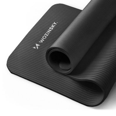 Wozinsky WNSP-BLAC Gymnastikmatte 181 x 63 x 0,9 cm NBR rutschfest mit Gurt Tasche