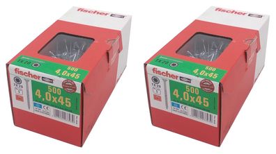 1000x Fischer Holzbauschrauben 4,0x45mm TX20 verzinkt Spanplattenschraube