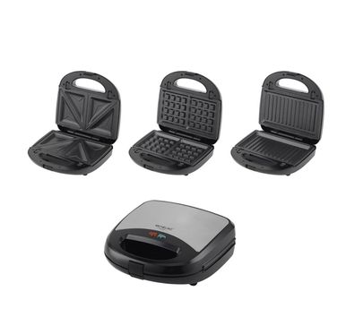 3-in-1 Multigrill – Sandwichmaker, Kontaktgrill & Waffeleisen, 750?W, Schwarz