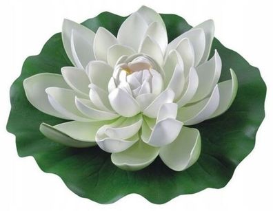 Künstliche Lotusblüte Schwimmende Wasserlilie Schaumstoff Extra Groß Weiß 28cm