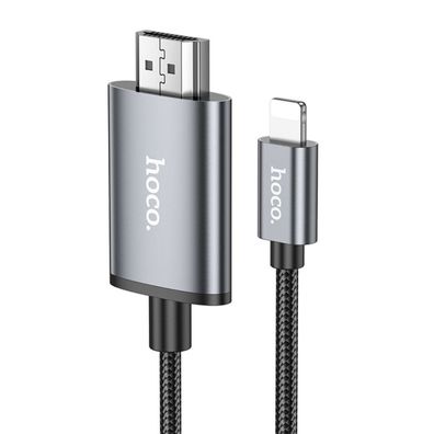 Kabel 2m iPhone-Anschluss auf HDMI in Grau HDMI Kabel 1080p Full HD