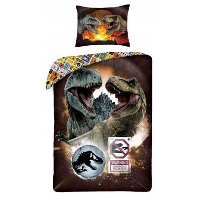Jurassic World Bettwäsche Set aus Baumwolle Bettdeckenbezug 140 × 200 cm mit 70 ×