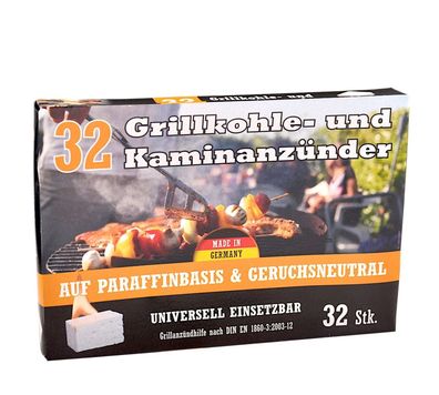 24x Kohleanzünder 32er-Pack Ofenanzünder Grillanzünder Kaminanzünder Anzünder