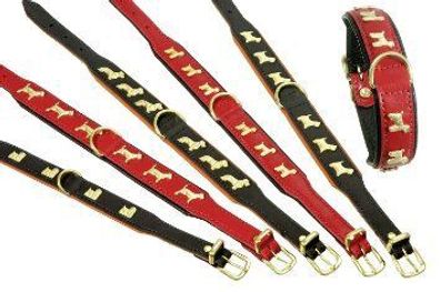 27114 Karlie Hundehalsband Leder mit Motiv Langhaardackel, rot, 27-31 cm, 2,3cm