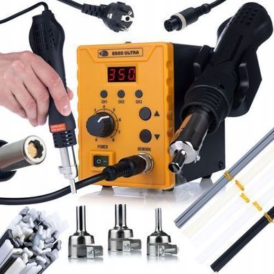 Rosfix Set Heißluftstation 858D Ultra – 700W | 50x Kunststoff-Schweißstäbe