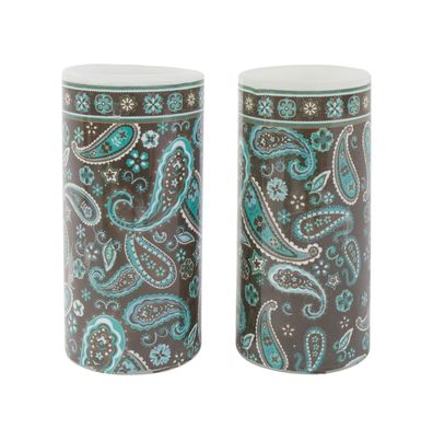 2er-Set LED Wachskerze 15x7,5 cm Flackerlicht Fernbedienung Tischdeko Motivkerze