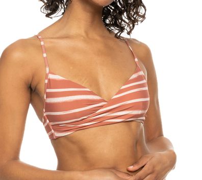 ROXY Bikini Top Beach Classics cedar wood happy str - Größe: XL