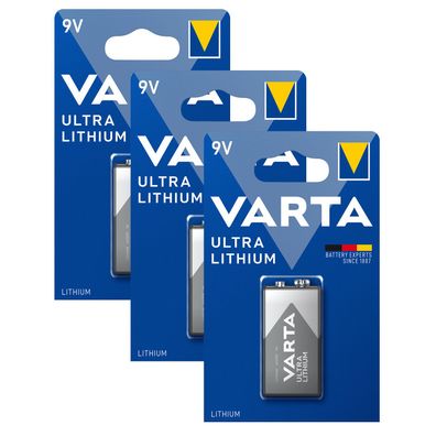 3x Varta Ultra Lithium 9V E-Block E Block 6FR61 Transistor 6122 1er Blister