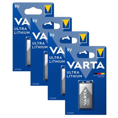 4x Varta Ultra Lithium 9V E-Block E Block 6FR61 Transistor 6122 1er Blister