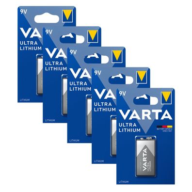 5x Varta Ultra Lithium 9V E-Block E Block 6FR61 Transistor 6122 1er Blister