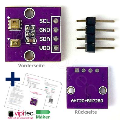AHT20 + BMP280 Sensor für Temperatur Luftdruck Luftfeuchtigkeit | 5V 3.3V I2C