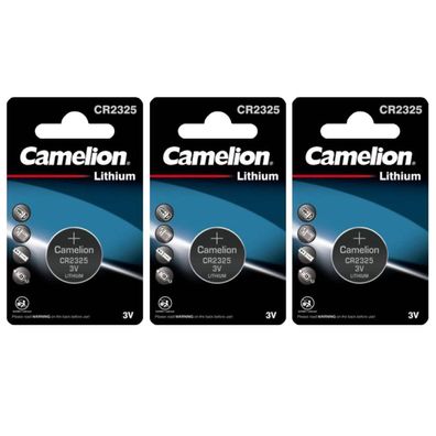 3x Camelion CR 2325 3V Lithium Batterie 2325 Knopfzelle 190mAh ø23x2,5mm