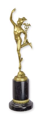 Bronzeskulptur Götterbote Merkur nach Giambologna Replikat Retro Design Dekoration