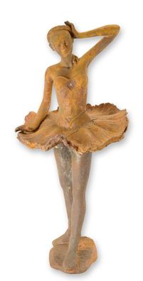 Skulptur Ballerina Gusseisen rostig Replikat Retro Design Dekoration