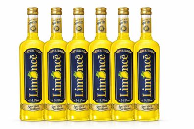 Limoncè Aperitivo 6x 0,7L – Italienischer Zitronen-Aperitif aus Sizilien, 14,8