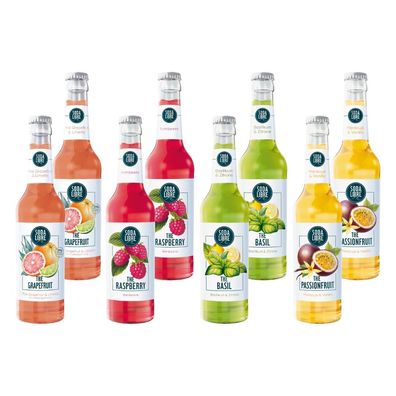 Soda Libre 8er Tasting-Set – 2 Flaschen pro Sorte (Grapefruit, Raspberry, Basil
