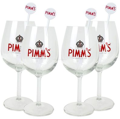 Pimms Cup Gläser - 4x Cocktailglas + 4x Stirrer / Longdrinkglas / Glas / Gläser