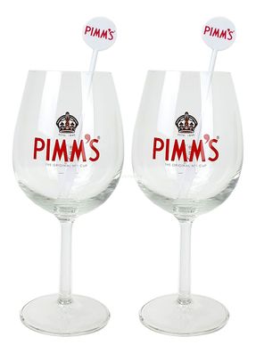 Pimms Cup Gläser - 2x Cocktailglas + 2x Stirrer / Longdrinkglas / Glas / Gläser