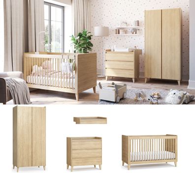Babyzimmer Kinderzimmer komplett MAYA Set A Eiche Schrank Kommode Bett