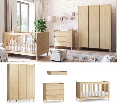 Babyzimmer Kinderzimmer komplett MAYA Set B Eiche Schrank Kommode Bett