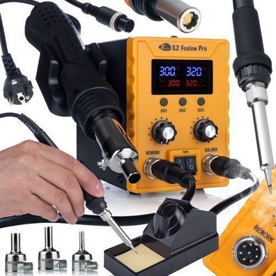 Rosfix Lötstation S2 Fusion Pro – 760W Hot Air + Kolben | LCD, ESD, 3 Programme