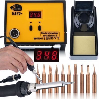Rosfix Lötstation 937D+ 60W – Set mit 10 Kupferspitzen | 200–480?°C LCD
