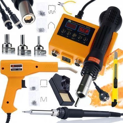 Rosfix Set Lötstation 2in1 660W + Kunststoffschweisser | 230V, 750°C, 200 Klammern