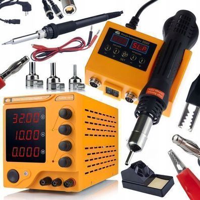 Rosfix Set Labornetzgerät 32V 10A + Lötstation 2in1 660W | Präzision & LCD