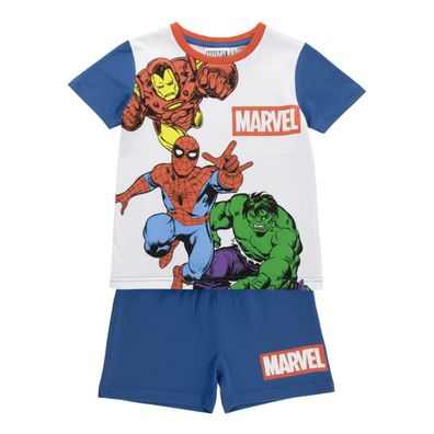 Marvel Kinder Pyjama kurz Zweiteiler Shirt Shorts Nachtwäsche Sommer Baumwolle