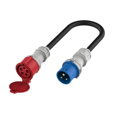 EV-Adapter CEE blau 32A auf CEE rot 32A Kupplung 20 cm bis 7,4 kW