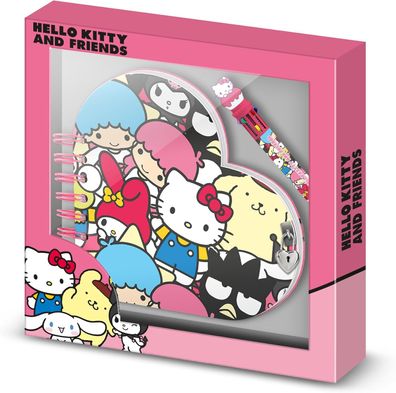 Hello Kitty Tagebuch Set mit 6 Farb Kugelschreiber Schloss und Schlüssel