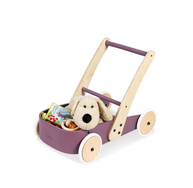Pinolino Fiete Lauflernwagen mit Bremssystem - Lauflernhilfe aus Holz in Lila