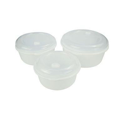 3-tlg. Mikrowellendosen-Set Weiß – Gefrier- & Spülmaschinengeeignet, 650–1800 ml