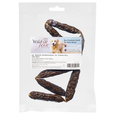 Wild & Fein italienische Salsiccia Hundewürstchen mit Truthahn - 80 g
