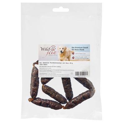 Wild & Fein italienische Salsiccia Hundewürstchen mit Herz - 80 g