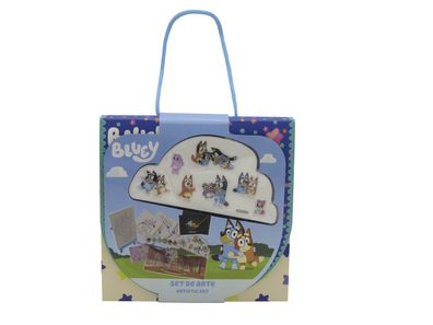 Bluey Kreativset Leinwand bemalen mit Staffelei Farben Pinsel Sticker und Kratzbil