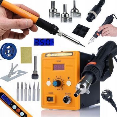 Rosfix Set Heißluft-Lötstation 858D + Präzisionslötkolben 60W | 700W LCD