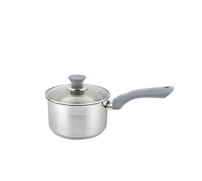 Michelino Sophie Stieltopf aus Edelstahl mit Glasdeckel & Softgriff - ø16 cm