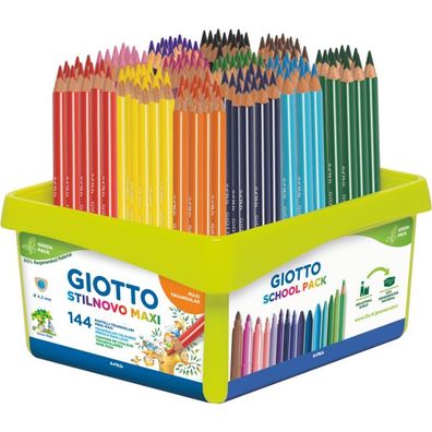 Farbstifte Dreikant Giotto Stilnovo Maxi, 144 Stück, inkl. GRATIS Spitzmaschine